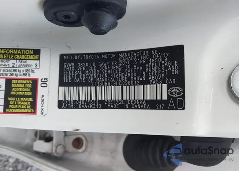 2017 Toyota Corolla Le из США, поврежденный, VIN 2T1BURHE9HC896012